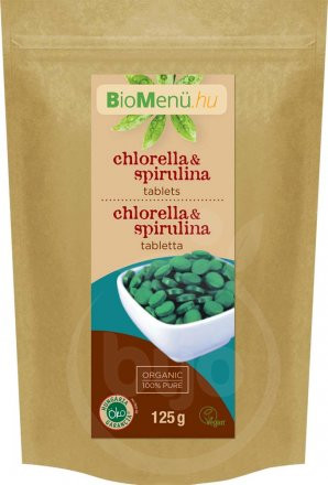 BioMenü bio chlorella és spirulina tabletta 125 g