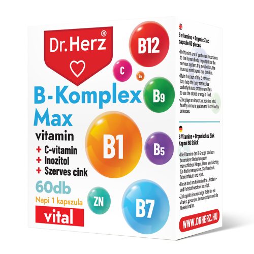 Dr.herz b-komplex max+c-vitamin+inozitol+szerves cink kapszula 60 db