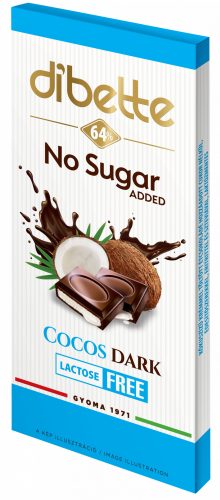 Dibette nas kókusz ízű  krémmel töltött étcsokoládé hozzáadott cukor nélkül 80 g