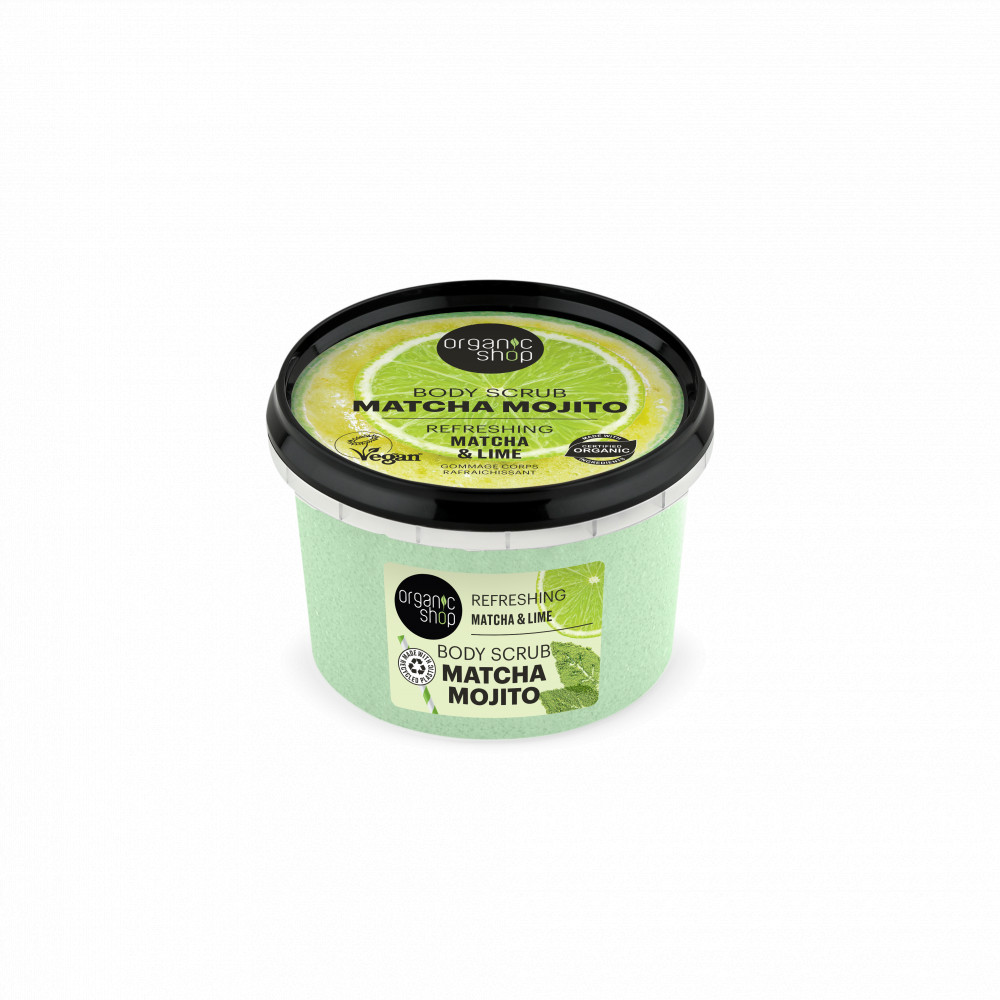 Organic Shop bio cukros testradír frissítő matcha-val és lime-mal 250 ml